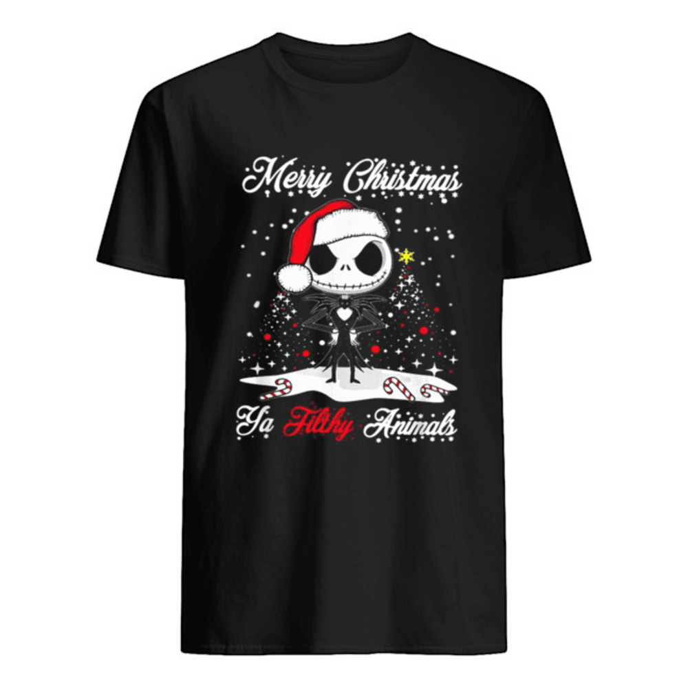 Jack Skellington Merry Christmas Ya Filthy Animals Christmas Shirt